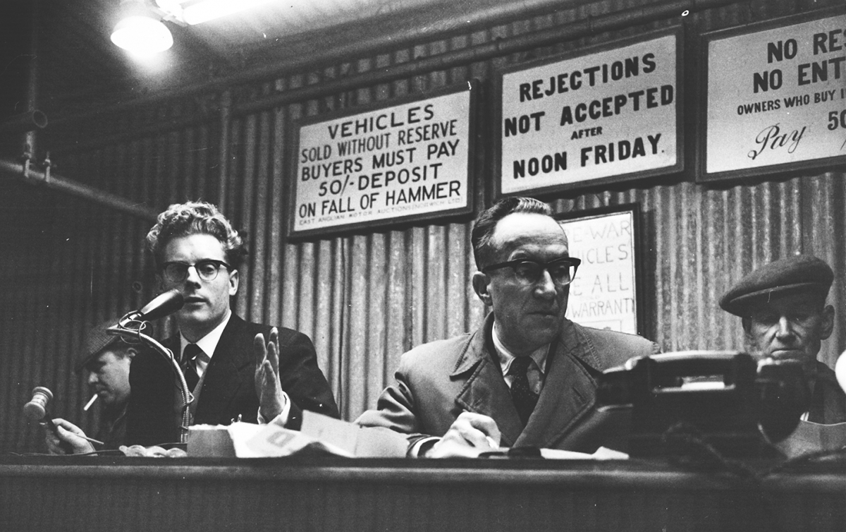 black and white historical auction photo