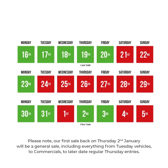 Christmas opening hours chart